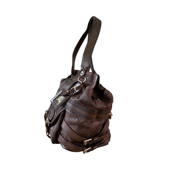 L.A.M.B. By Gwen Stefani Holloway Satchel Bag Style 2207 Brown w Gold Hardware - Picture 3 of 12